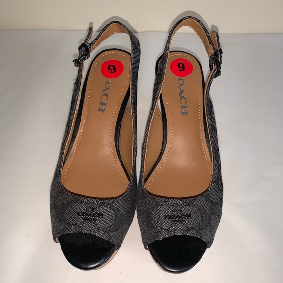 COACH Ferry Logo Wedge Sandals Sz.6 NWT - Picture 2 of 5